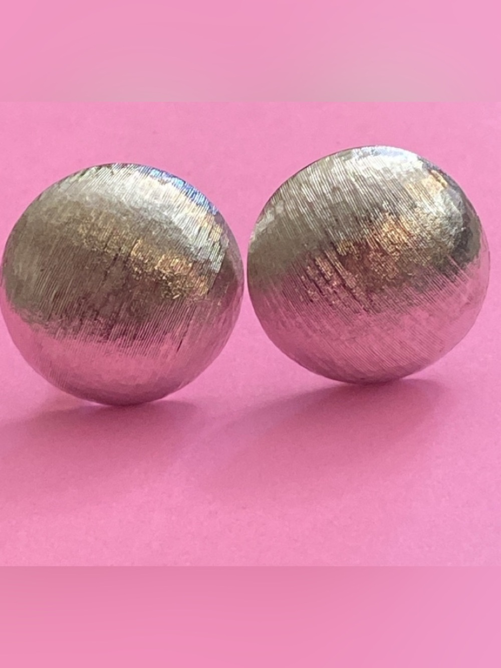 Vintage 80s MONET SILVER BUTTON CLIPON Earrings